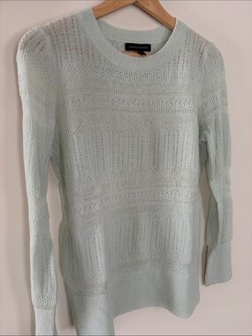 Banana Republic Pale Mint Open-Knit Crewneck Sweater